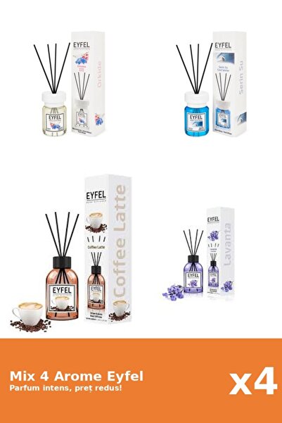 Eyfel Set 4 Mix Eyfel: 1x Cafea, 1x Cool Water, 1x Lavanda, 1x Orhidee