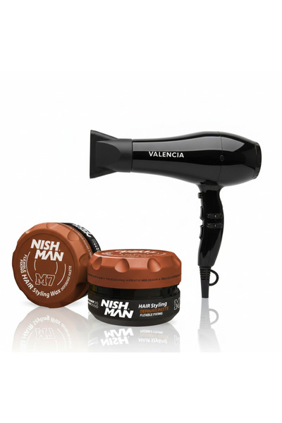 NISHMAN M7 SAÇ ŞEKİLLENDİRİCİ MAT WAX 1OO ML X 10 ADET + VALENCIA FÖN MAKİNAS...