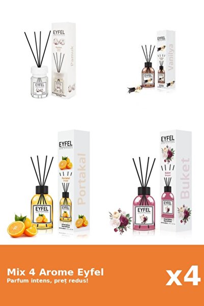Eyfel Set 4 Mix Eyfel: 1x Bouquet, 1x Bumbac, 1x Portocala, 1x Vanilie