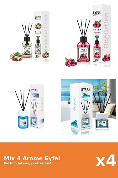 Eyfel Set 4 Mix Eyfel: 1x Cool Water, 1x Fructe De Padure, 1x Nuca De Cocos, ...
