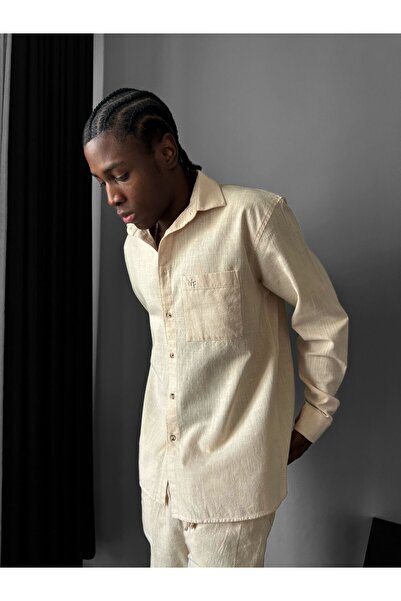 elkumoda Men's Oversized Linen Blended Top and Bottom Set, Loose Comfortable ...