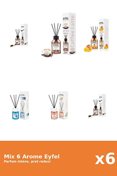 Eyfel Set 6 Mix Eyfel: 1x Acacia, 1x Cafea, 1x Cool Water, 1x Mango, 2x Vanilie