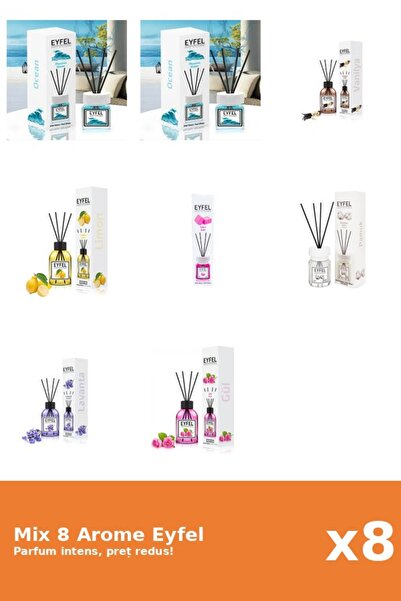 Eyfel Set 8 Mix Eyfel: 1x Bubble Gum, 1x Bumbac, 1x Lamaie, 1x Lavanda, 2x Oc...