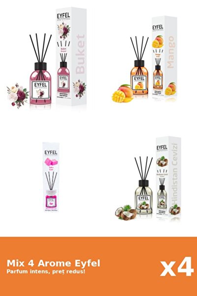 Eyfel Set 4 Mix Eyfel: 1x Bouquet, 1x Bubble Gum, 1x Mango, 1x Nuca De Cocos