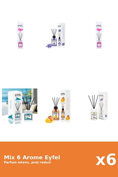 Eyfel Set 6 Mix Eyfel: 2x Gumă de mestecat, 1x Lavandă, 1x Mango, 1x Ocean, 1...