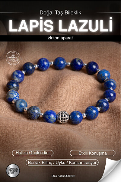 OSMANLI DEĞERLİ TAŞ Certified Lapis Lazuli Natural Stone Zircon Apparatus Bra...