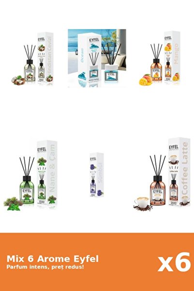 Eyfel Set 6 Mix Eyfel: 1x Cafea, 1x Mango, 1x Nuca De Cocos, 1x Ocean, 1x Pin...