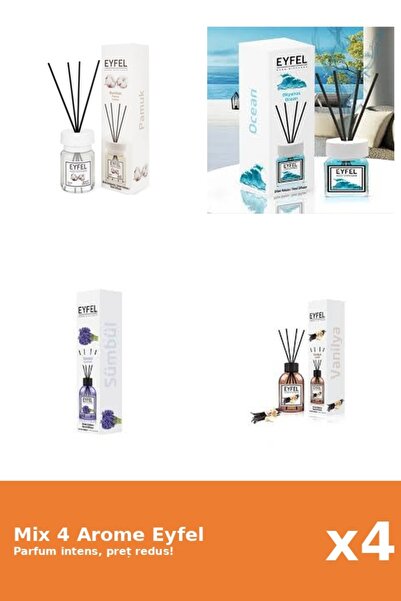 Eyfel Set 4 Mix Eyfel: 1x Bumbac, 1x Ocean, 1x Vanilie, 1x Zambile