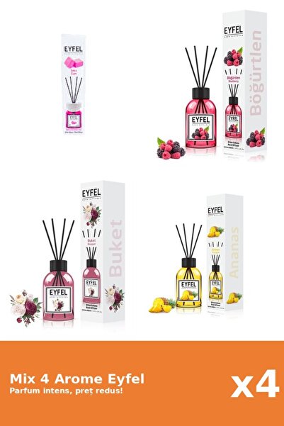 Eyfel Set 4 Mix Eyfel: 1x Ananas, 1x Bouquet, 1x Bubble Gum, 1x Fructe De Padure