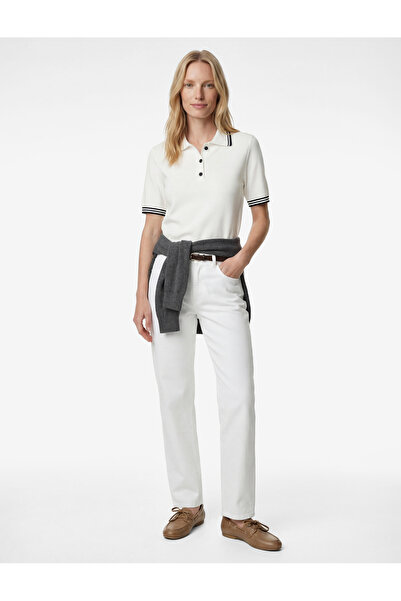 Koton Pulover tricot cu mânecă scurtă cu guler polo cu jumătate de nasturi