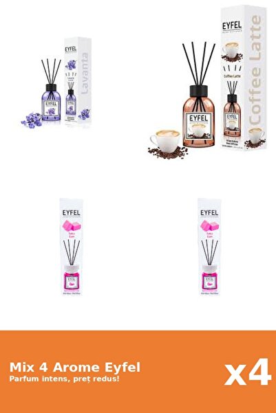 Eyfel Set 4 Mix Eyfel: 2x Bubble Gum, 1x Cafea, 1x Lavanda