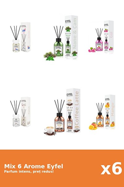 Eyfel Set 6 Mix Eyfel: 1x Bumbac, 1x Cafea, 1x Mango, 1x Orhidee, 1x Pin Si M...