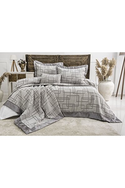 Calantha Home Collection طقم غطاء سرير ميجان مكون من 4 قطع، لون رمادي، 240 × ...