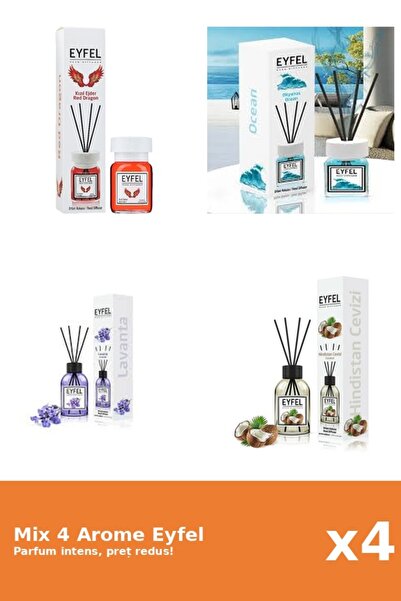 Eyfel Set 4 Mix Eyfel: 1x Lavanda, 1x Nuca De Cocos, 1x Ocean, 1x Red Dragon