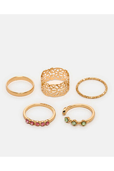 REDTAG Women Gold Ring Set (5 Piece)