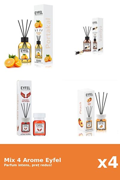 Eyfel Set 4 Mix Eyfel: 1x Piersica, 1x Portocala, 1x Red Dragon, 1x Vanilie
