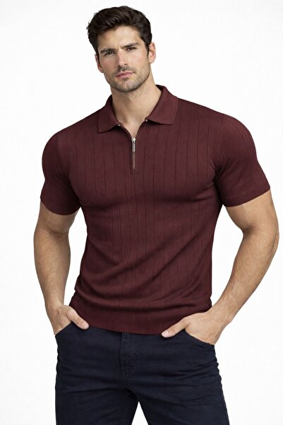 zs zaos fashion poloyaka βασικό ανδρικό πλεκτό μπλουζάκι βαμβακερό με φερμουά...