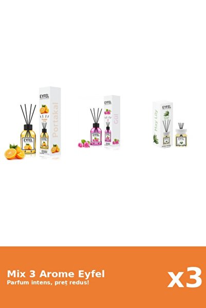 Eyfel Set 3 Mix Eyfel: 1x Lacramioare, 1x Portocala, 1x Trandafir