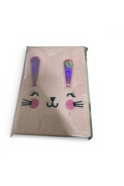 EREN HEDİYELİK 20 cm Furry Plush Rabbit Notebook 0032