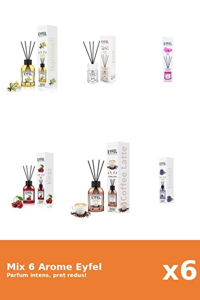 Eyfel Set 6 Mix Eyfel: 1x Bubble Gum, 1x Bumbac, 1x Cafea, 1x Cirese, 1x Mana...