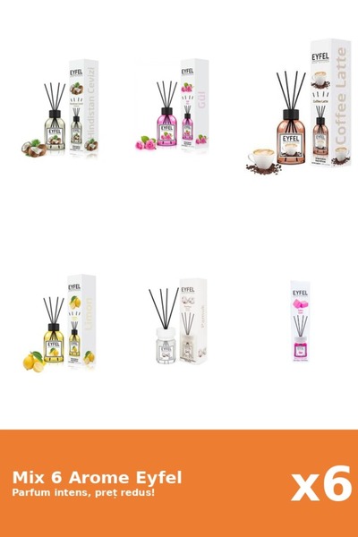Eyfel Set 6 Mix Eyfel: 1x Bubble Gum, 1x Bumbac, 1x Cafea, 1x Lamaie, 1x Nuca...