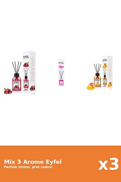 Eyfel Set 3 Mix Eyfel: 1x Bubble Gum, 1x Fructe De Padure, 1x Mango