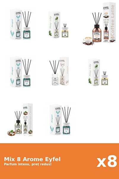 Eyfel Set 8 Mix Eyfel: 3x Angel, 1x Bumbac, 1x Cafea, 2x Lacramioare, 1x Nuca...