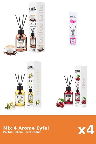 Eyfel Set 4 Mix Eyfel: 1x Bubble Gum, 1x Cafea, 1x Cirese, 1x Mana Maicii Dom...