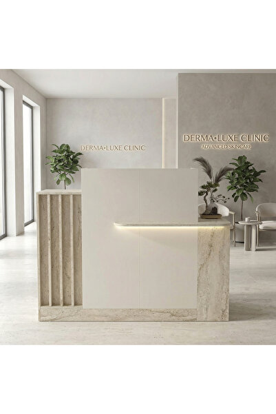 Dekorister Dayana Ledli Karşılama Bankosu & Kasa Bankosu, Dolaplı ve Çekmecel...