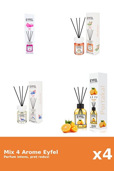 Eyfel Set 4 Mix Eyfel: 1x Acacia, 1x Bubble Gum, 1x Orhidee, 1x Portocala