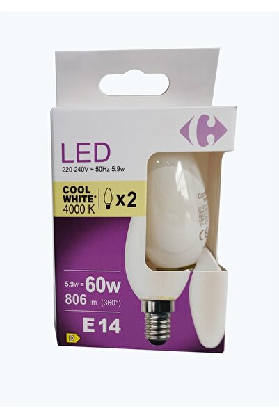 Carrefour Set of 2 LED candle bulbs, E14, 806 lm, 4000 K, 5.9 W (60 W)