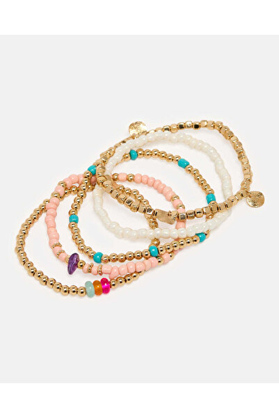 REDTAG مجموعة أساور نسائية متنوعة مزينة (عبوة من 5 قطع)