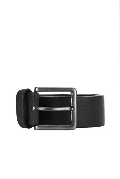 Bueno Shoes حزام رجالي من الجلد الأسود 18mk1000