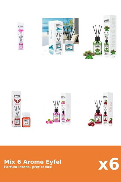 Eyfel Set 6 Mix Eyfel: 1x Bubble Gum, 1x Cirese, 1x Ocean, 1x Pin Si Menta, 1...