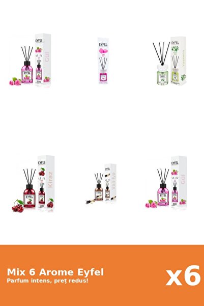 Eyfel Set 6 Mix Eyfel: 1x Bubble Gum, 1x Cirese, 1x Iasomie, 2x Trandafir, 1x...