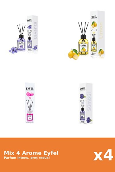 Eyfel Set 4 Mix Eyfel: 1x Bubble Gum, 1x Lamaie, 1x Lavanda, 1x Zambile