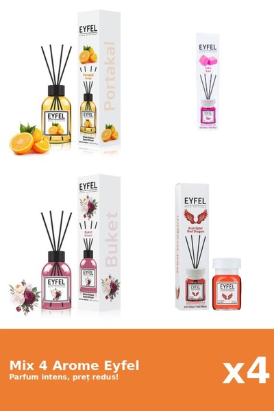Eyfel Set 4 Mix Eyfel: 1x Bouquet, 1x Bubble Gum, 1x Portocala, 1x Red Dragon