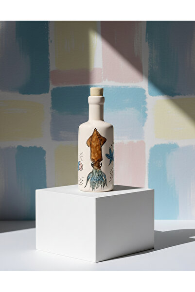 kostelia Kalamar Desenli Zeytinyağı Şişesi - YAĞDANLIK