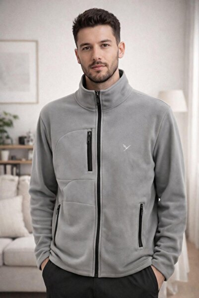 SCM LINGERIE Men's Zippered Fleece Jacket