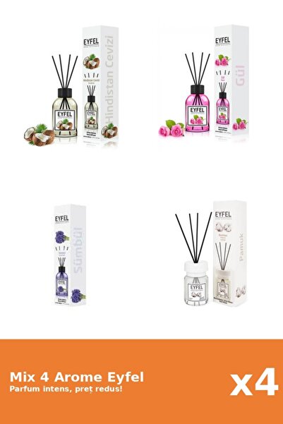 Eyfel Set 4 Mix Eyfel: 1x Bumbac, 1x Nuca De Cocos, 1x Trandafir, 1x Zambile