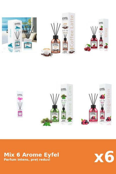 Eyfel Set 6 Mix Eyfel: 1x Bubble Gum, 1x Cafea, 1x Cirese, 1x Fructe De Padur...