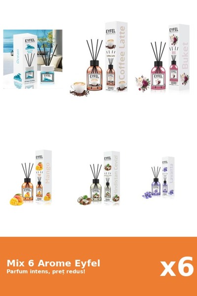 Eyfel Set 6 Mix Eyfel: 1x Bouquet, 1x Cafea, 1x Lavanda, 1x Mango, 1x Nuca De...