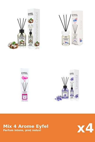 Eyfel Set 4 Mix Eyfel: 1x Bubble Gum, 1x Lavanda, 1x Nuca De Cocos, 1x Orhidee