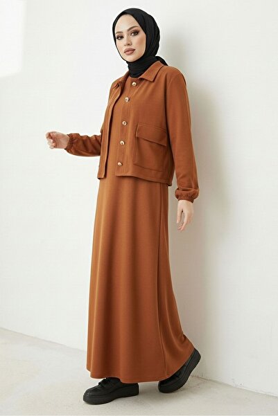 Bestenur Ельміна Жакет Сукня Скуба Двокомпонентний комплект 1673 - Таба