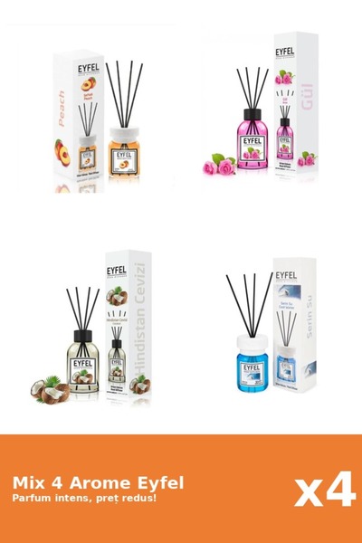 Eyfel Set 4 Mix Eyfel: 1x Cool Water, 1x Nuca De Cocos, 1x Piersica, 1x Trand...