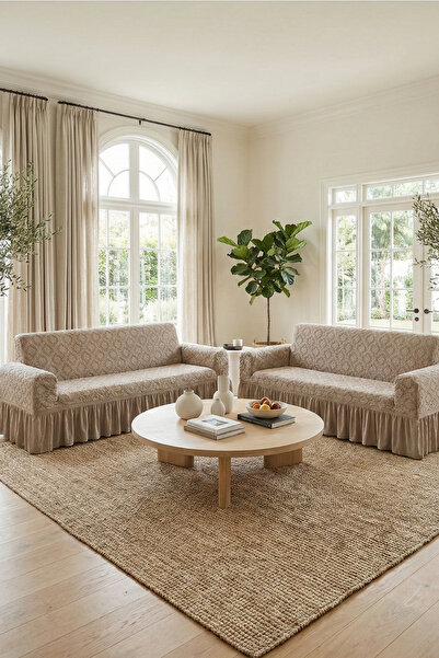 kutlale Jacquard 3+3 Ottoman Pattern Sofa, Couch, Sofa Bed Cover, with Skirt,...