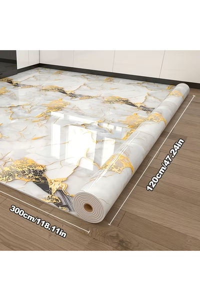 UKAB DEKOR 120cm x 2.80cm Metre Rulo Gold Beyaz Mermer Desenli Yapışkanlı Duv...