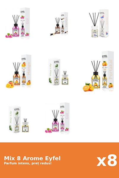 Eyfel Set 8 Mix Eyfel: 2x Lacramioare, 1x Mango, 1x Orhidee, 1x Portocala, 2x...