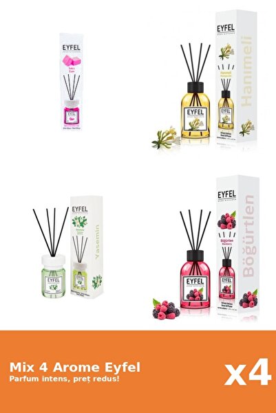 Eyfel Set 4 Mix Eyfel: 1x Bubble Gum, 1x Fructe De Padure, 1x Iasomie, 1x Man...