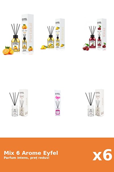 Eyfel Set 6 Mix Eyfel: 1x Ananas, 1x Bubble Gum, 2x Bumbac, 1x Cirese, 1x Por...